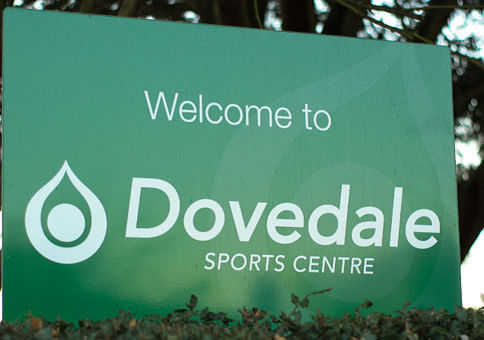 Green 'Welcome to Dovedale Sports Centre' sign