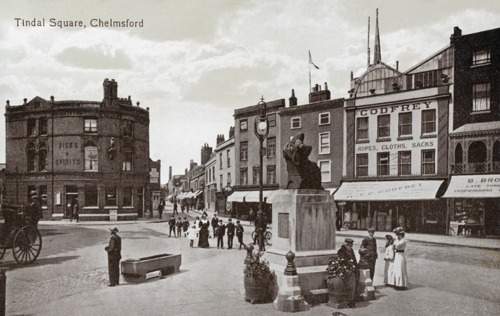 Judge Tindal statue sitting in Tindal Square, c. 1910 (reproduced courtesy of David Lambert)