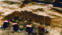 Archaeologists uncovering the heating system of the Roman baths preview