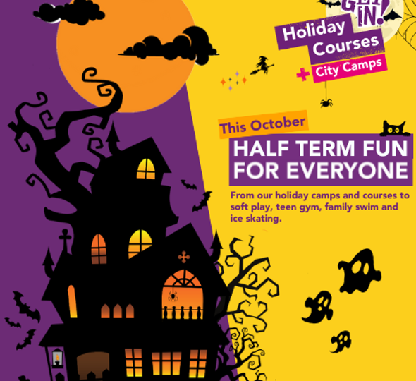 This October half term fun for everyone with our holiday camps and courses for kids, plus soft play, teen gym, family swim and ice skating.