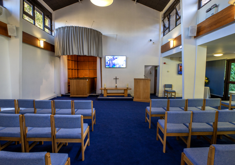 Funeral services book and seating in Chapel