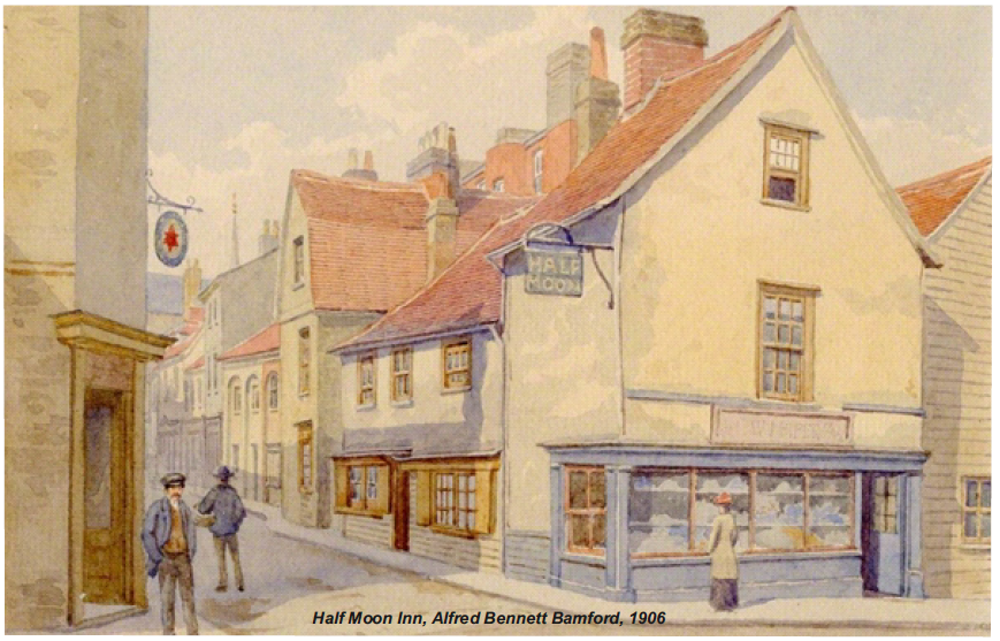 Half Moon Inn (painting by Alfred Bennett Bamford, 1906)