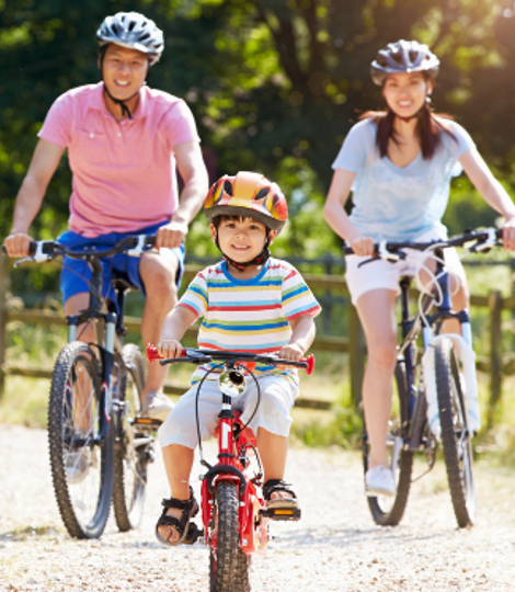 Family on a bike ride