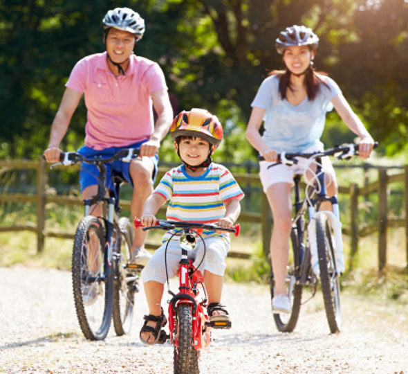 Family on a bike ride