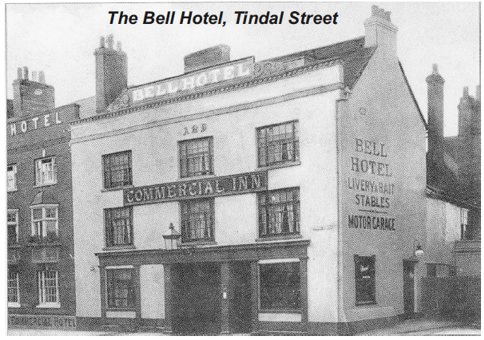 The Bell Hotel on Tindal Street (black and white photo)