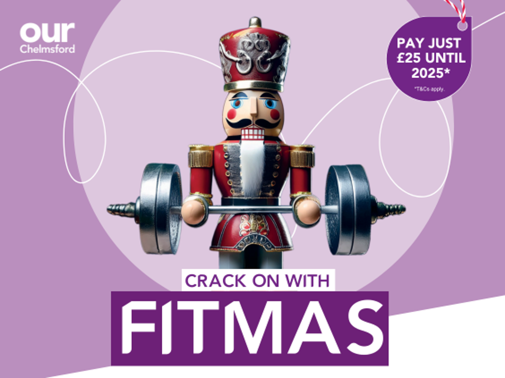 Crack on with Fitmas (Nutcracker figure holding a bar weight)