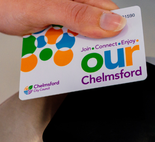 Person tapping ourChelmsford card on barrier